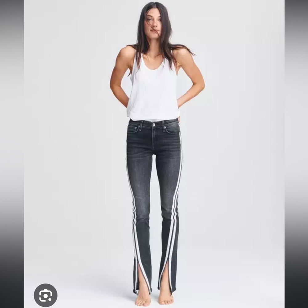 Rag & bone CATE MID-RISE FLARE jeans with racer stripe. Size 24